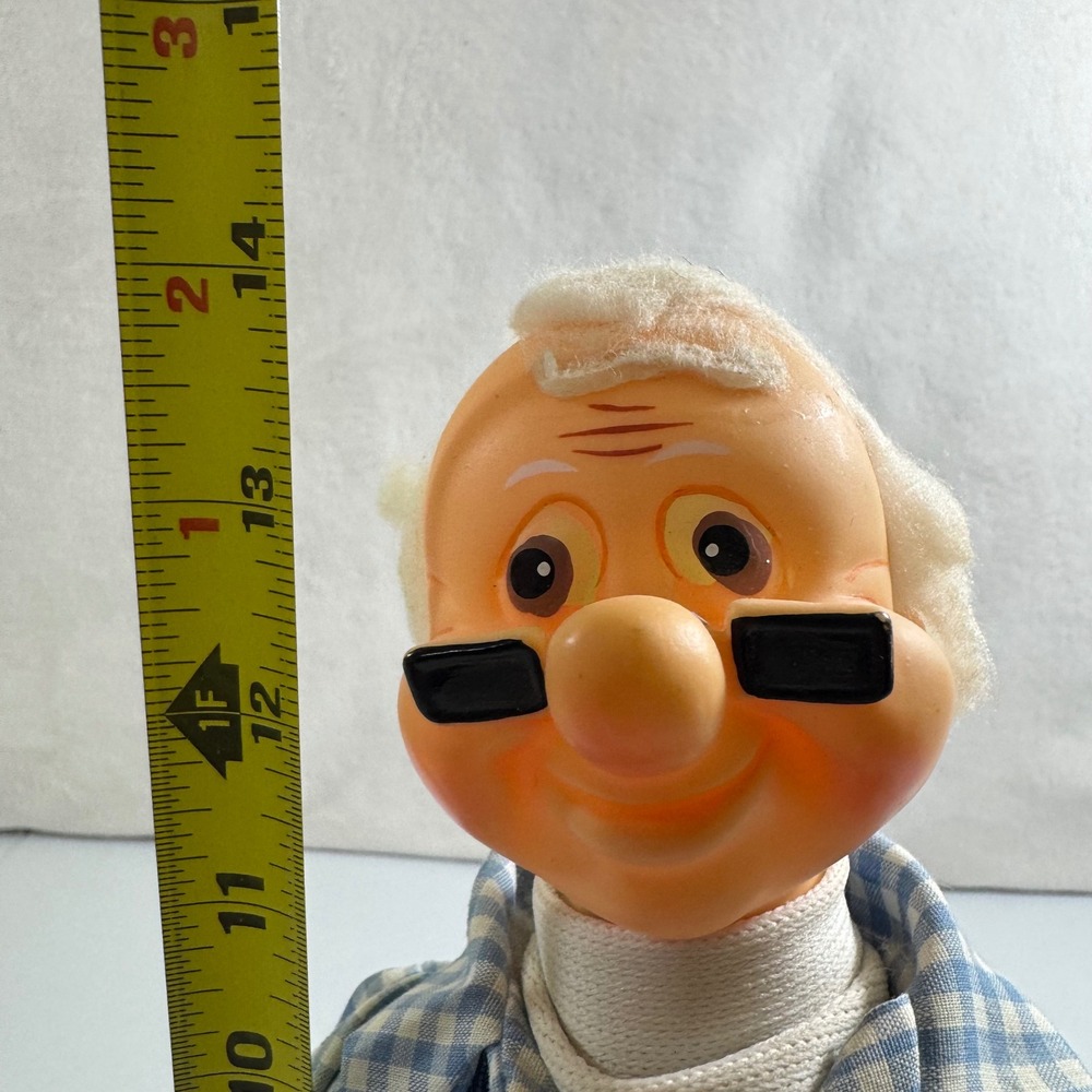 VTG 1:12 scale‎ dollhouse miniature grandfather Plaid Striped Overalls glasses - Picture 3 of 6